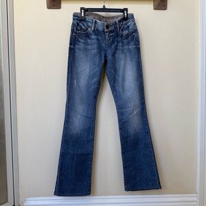 Guess Women's Flare Jeans with leather and stud detailing